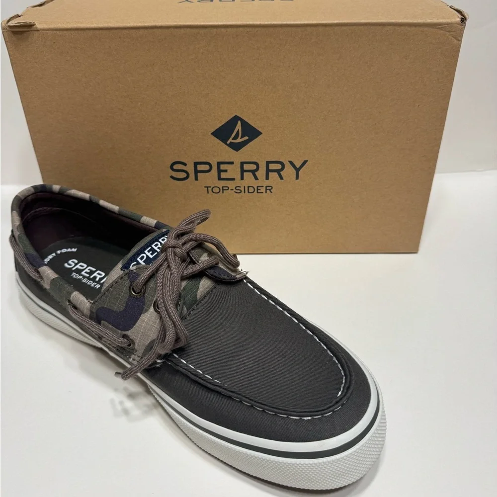 Sperry Men's Boat Shoes New Size 9.5 Black and Green Camouflage